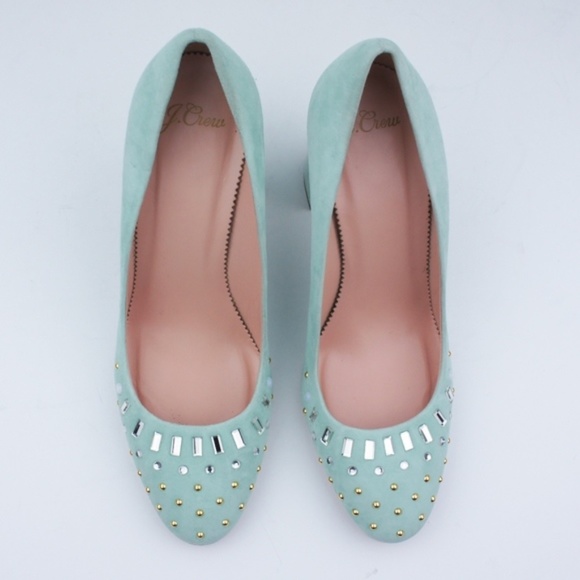 J Crew Suede Embellished Pumps Heels 9 New - Picture 3 of 4
